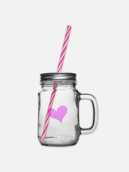 Symbol Herz rosa design trend - Henkelglas mit Schraubdeckel - Klar