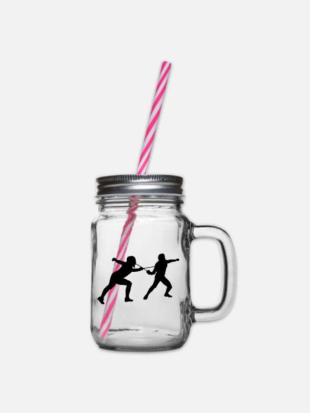 Fechten - Henkelglas mit Schraubdeckel - Klar