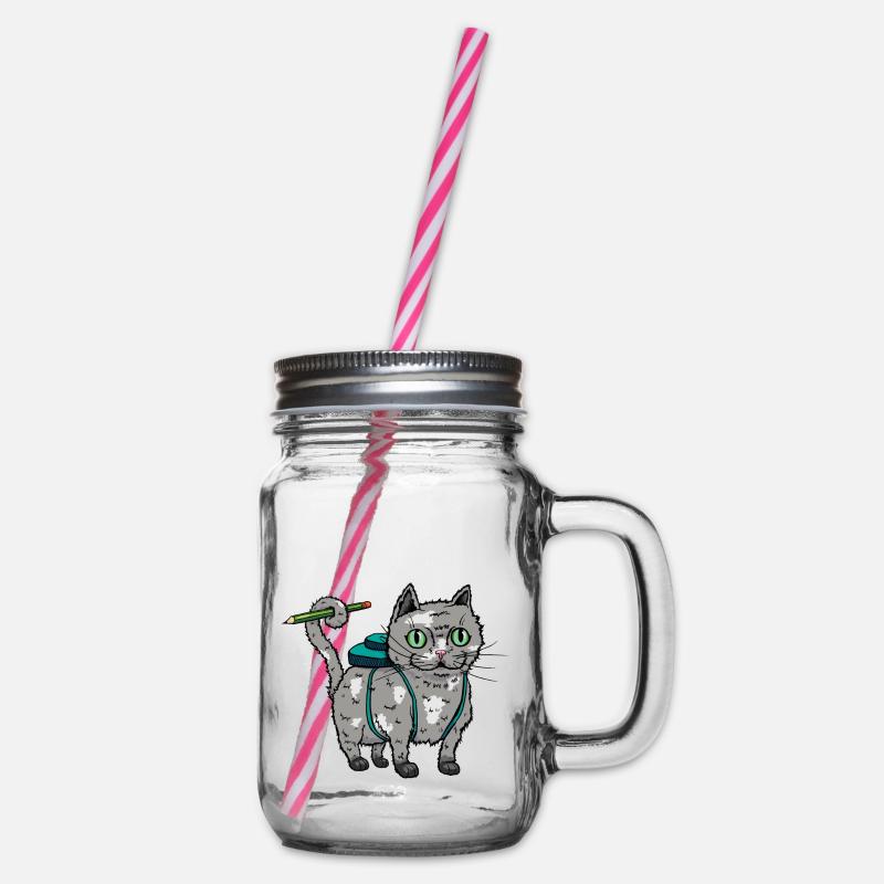 Chat de rentrée - Bocal à boisson - transparent