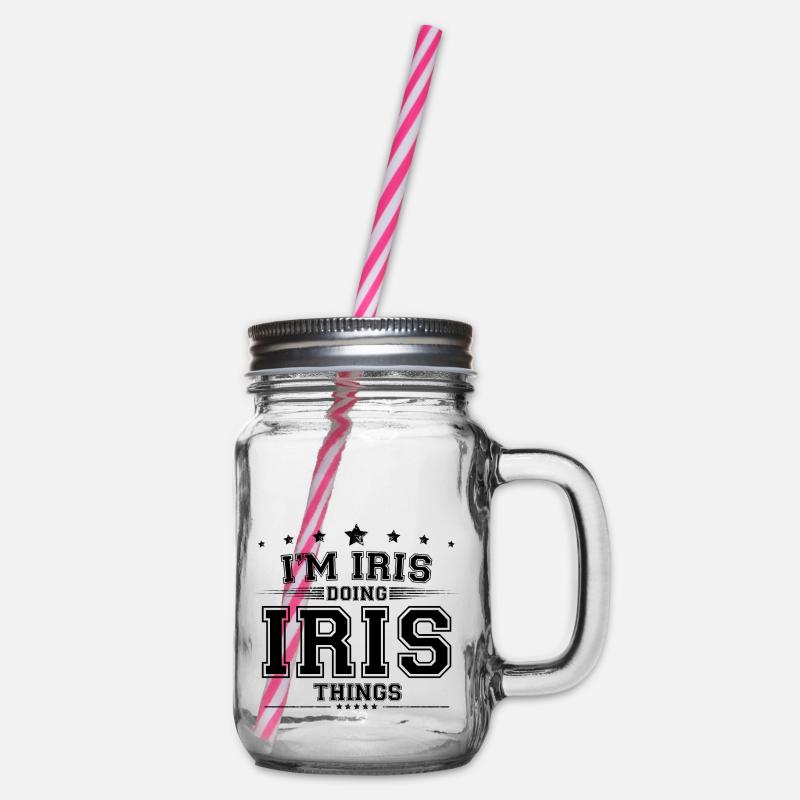 Ich bin Iris, die Iris Dinge macht - Henkelglas mit Schraubdeckel - Klar