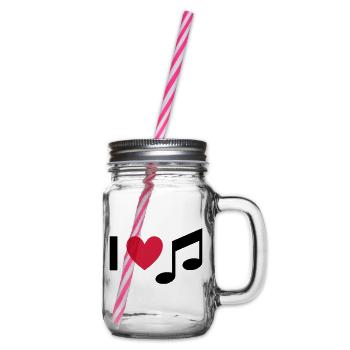 I love music (heart, note) - Glass jar with handle and screw cap - clear - Right