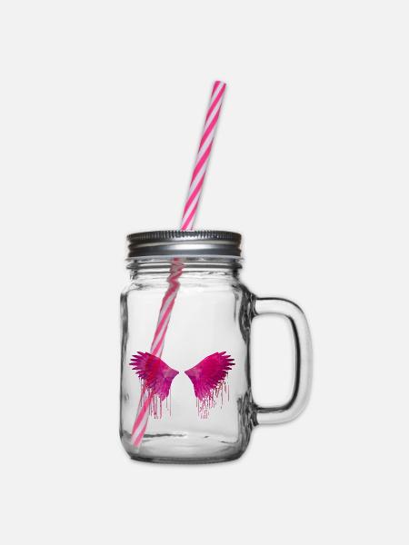 flügel,engel,graffiiti,malerei,pink,Engelsflügel, - Henkelglas mit Schraubdeckel - Klar