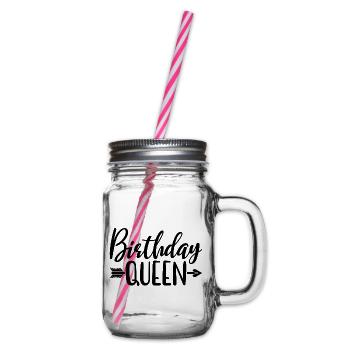 Birthday Queen Women Birthday Party Gift - Glass jar with handle and screw cap - clear - Right