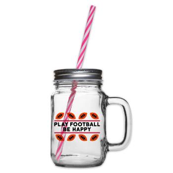 Play football, be happy (game balls, lines) - Glass jar with handle and screw cap - clear - Right