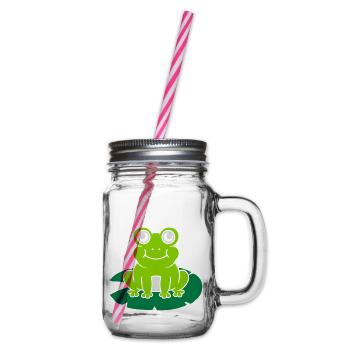 Niedlicher Frosch sitzt Seerose - Henkelglas mit Schraubdeckel - Klar - Rechts