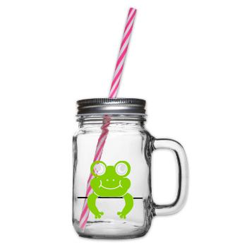 Frog Wall Shield Comic - Glass jar with handle and screw cap - clear - Right