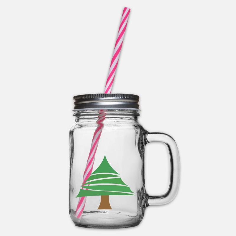Fir tree - Glass jar with handle and screw cap - clear