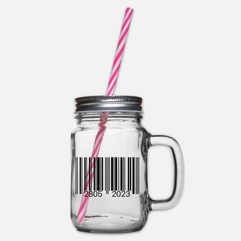 Barcode - Henkelglas mit Schraubdeckel - Klar