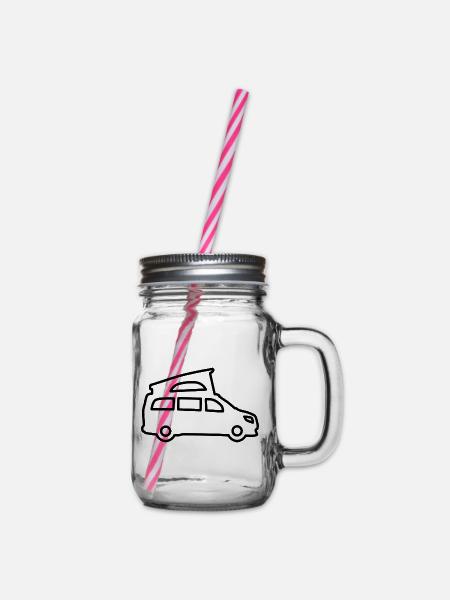 Campingbus / Van 2 - Schlichte Kontur - Henkelglas mit Schraubdeckel - Klar