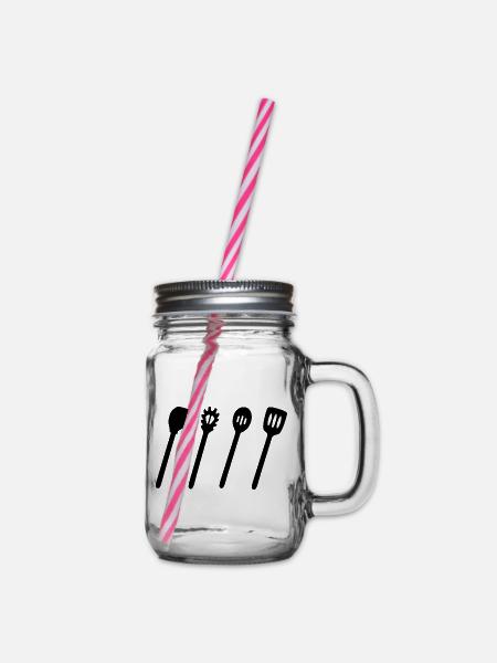 Kochlöffel Set - Henkelglas mit Schraubdeckel - Klar