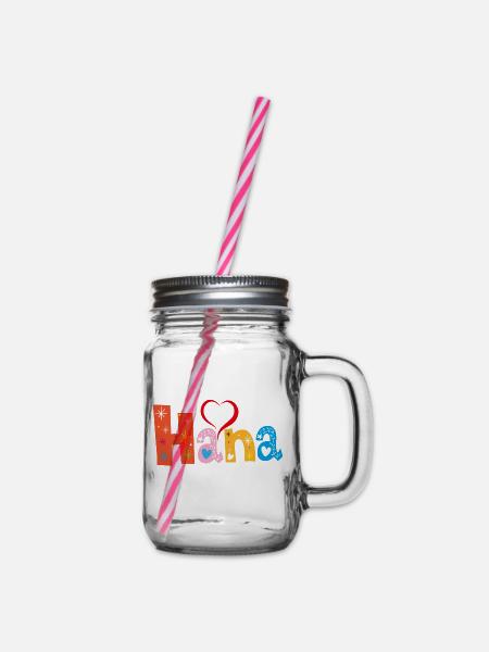 Personalisierter Hana-Name - Henkelglas mit Schraubdeckel - Klar