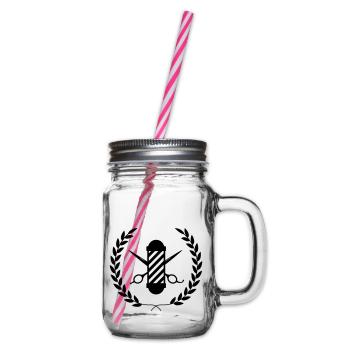 Barbershop Professional Logo - Glass jar with handle and screw cap - clear - Right