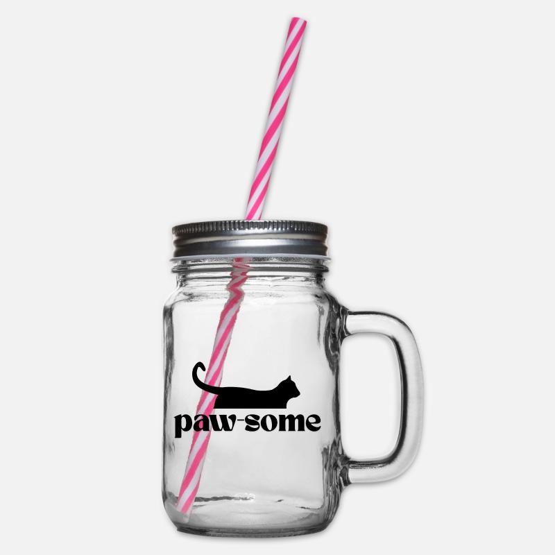 Paw-Some! T shirt for all cat fans - Glass jar with handle and screw cap - clear