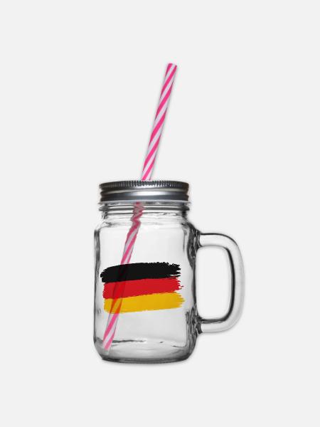 Deutschland Flagge Pinselstrich - Henkelglas mit Schraubdeckel - Klar