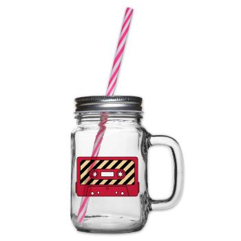 Cassette Retro Mixtape – Music Cult Motif - Glass jar with handle and screw cap - clear - Right