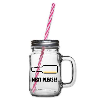 Next Please! (Bier / Bierchen / POS 2C) - Henkelglas mit Schraubdeckel - Klar - Rechts