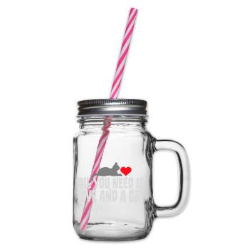 All You Need Is Love And A Cat Lustig Katze Spruch - Henkelglas mit Schraubdeckel - Klar - Rechts