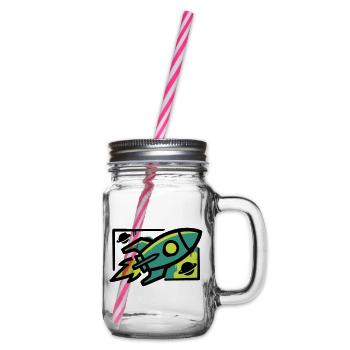 Rocket Graffiti Graphic - Glass jar with handle and screw cap - clear - Right