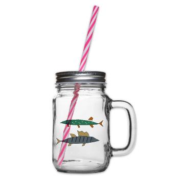 Hecht Zander Angeln Lustig - Henkelglas mit Schraubdeckel - Klar - Rechts