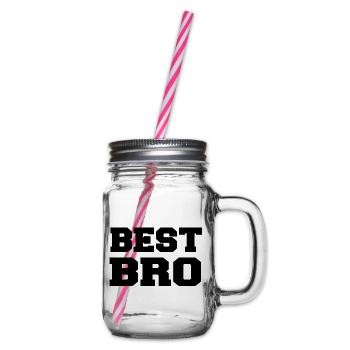 Bester Bruder Bester Bruder Tippfehler Schwarz - Henkelglas mit Schraubdeckel - Klar - Rechts