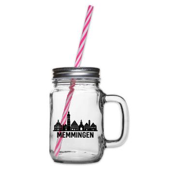 Memmingen Skyline Silhouette - Henkelglas mit Schraubdeckel - Klar - Rechts