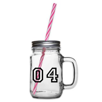 Nummer - 04 - Null vier - Henkelglas mit Schraubdeckel - Klar - Rechts