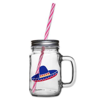 Sombrero Azul de Fiesta - Glass jar with handle and screw cap - clear - Right