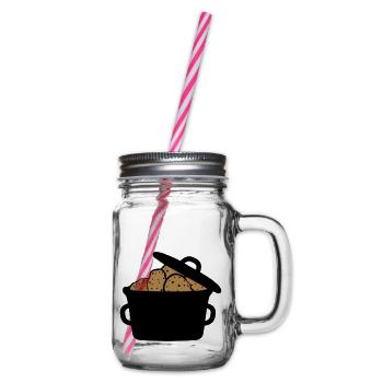 kochtopf topf viele haufen design kartoffel essen - Henkelglas mit Schraubdeckel - Klar - Rechts