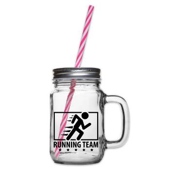 running_team_design_qu1 - Glass jar with handle and screw cap - clear - Right