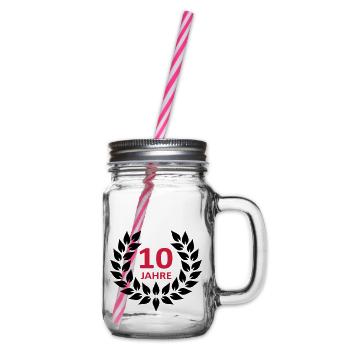 Lorbeerkranz - 10 Jahre - Henkelglas mit Schraubdeckel - Klar - Rechts