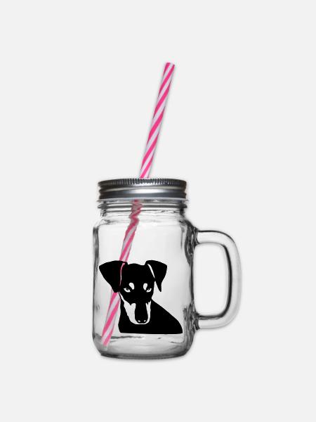 Deutscher Pinscher 003 - Henkelglas mit Schraubdeckel - Klar
