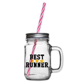 Running / Jogging / Run / Trail / Sport - Glass jar with handle and screw cap - clear - Right