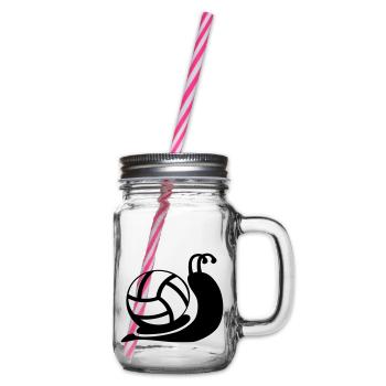 Volleyball snail - Glass jar with handle and screw cap - clear - Right