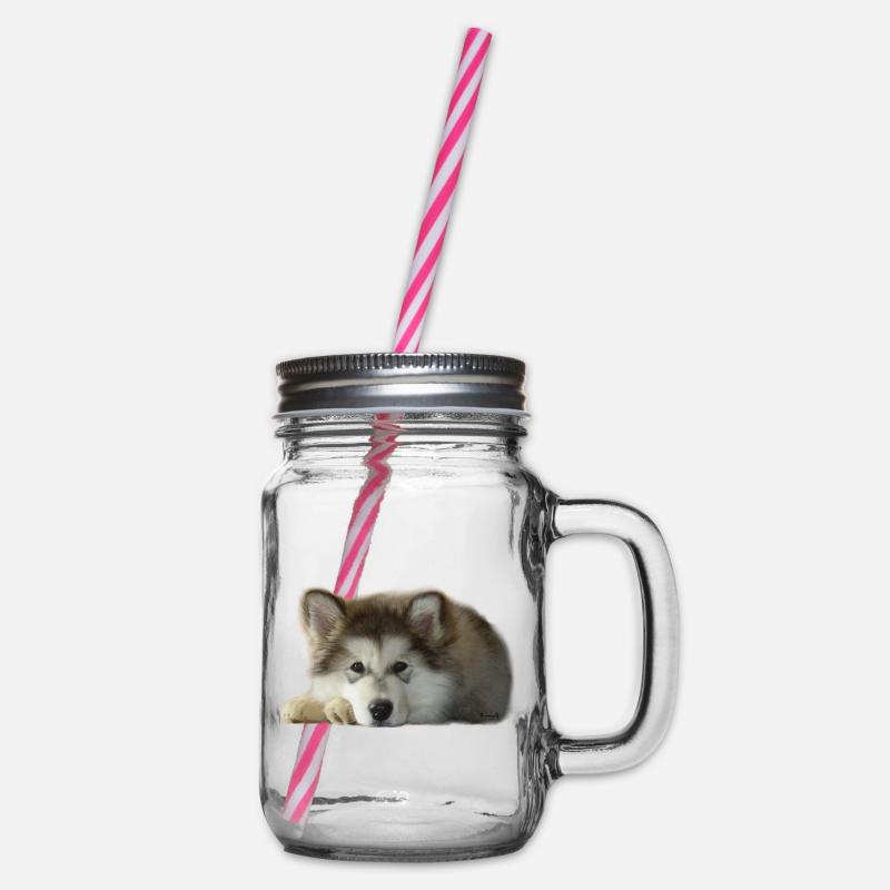 Maia Malamute Welpe - Henkelglas mit Schraubdeckel - Klar