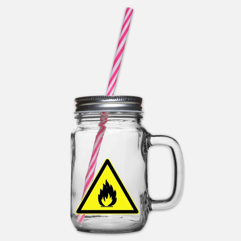 Avertissement de danger inflammable, danger inflammable - Bocal à boisson - transparent