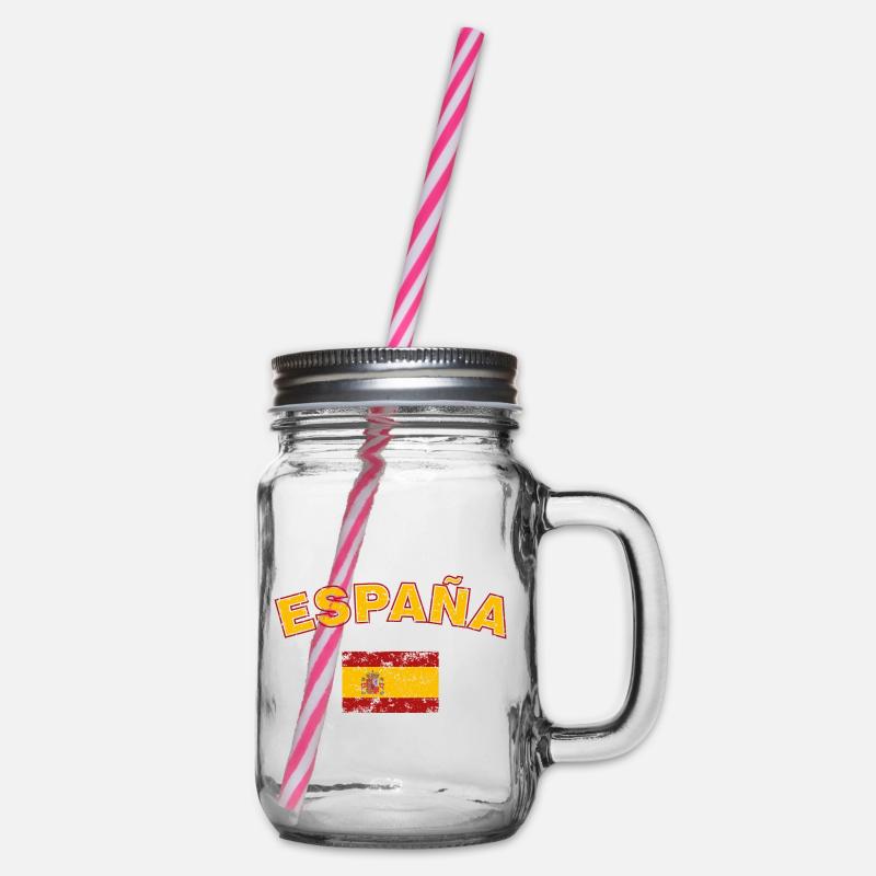 Drapeau de l’Espagne, effet usé et texte - Bocal à boisson - transparent