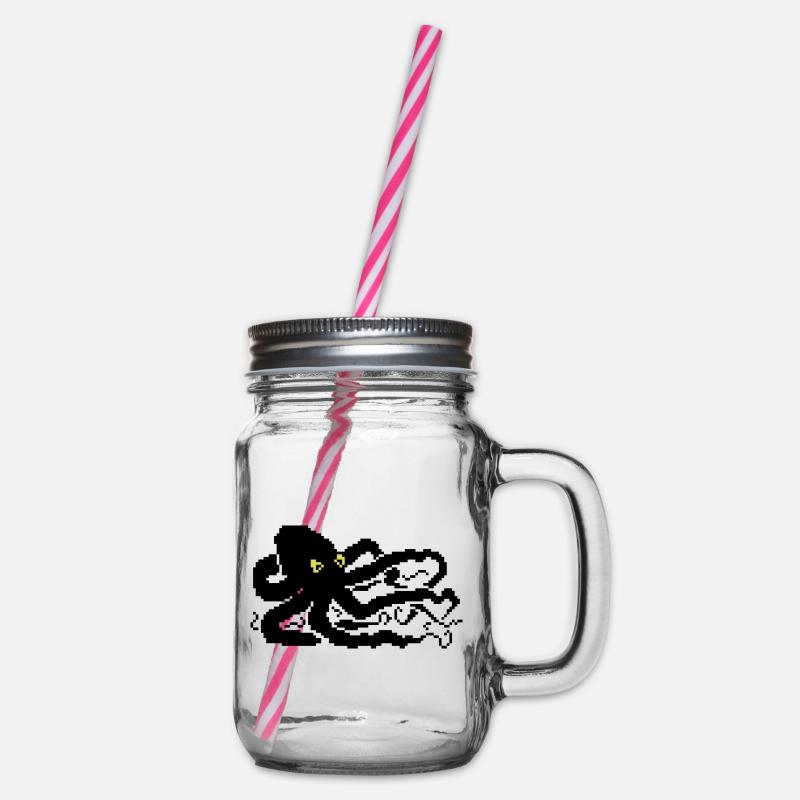 8bit pixel octopus - Henkelglas mit Schraubdeckel - Klar