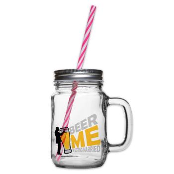 Beer Me Getting Married - Glass jar with handle and screw cap - clear - Right