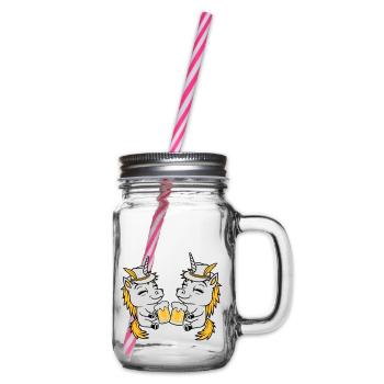 Unicorn Friends Beer Toast - Glass jar with handle and screw cap - clear - Right