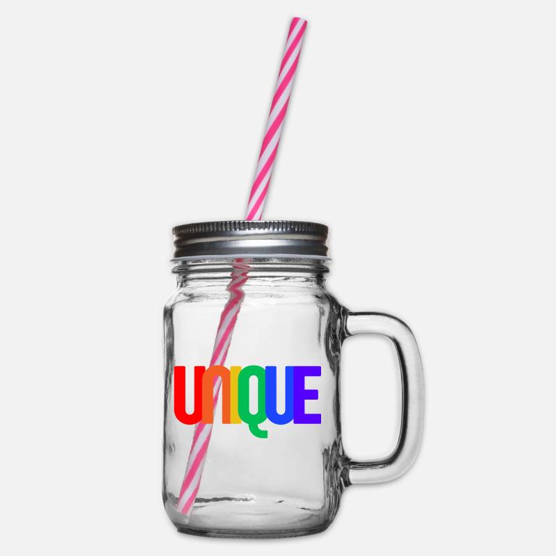 UNIQUE (Regenbogen) - Henkelglas mit Schraubdeckel - Klar