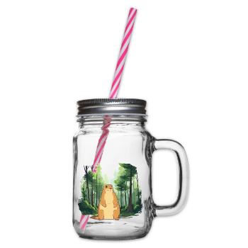 Starke Murmeltier-Naturlandschaft - Henkelglas mit Schraubdeckel - Klar - Rechts