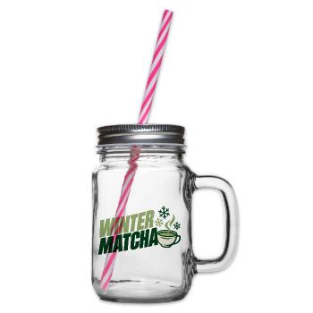 Grüne Winter Matcha Tasse - Henkelglas mit Schraubdeckel - Klar - Rechts