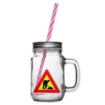 Men at Work - Glass jar with handle and screw cap - clear - Right