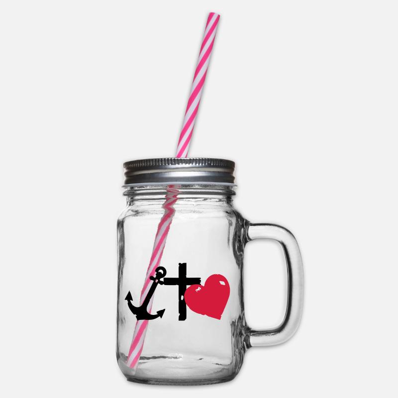 Rote Herzsilhouette glaube-liebe-Hoffnung - Henkelglas mit Schraubdeckel - Klar