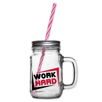 Work Hard - Henkelglas mit Schraubdeckel - Klar - Rechts