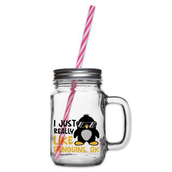 J’aime juste les pingouins - Bocal à boisson - transparent - Droite