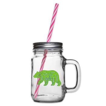 Nature totem green bear - Glass jar with handle and screw cap - clear - Right