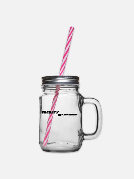 facility management tshirt weiss - Henkelglas mit Schraubdeckel - Klar