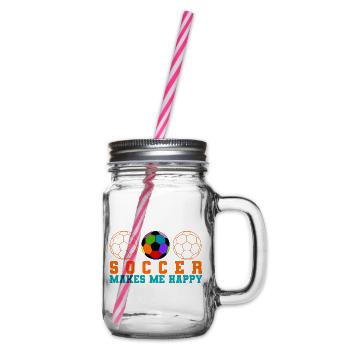 Soccer makes me happy - Glass jar with handle and screw cap - clear - Right