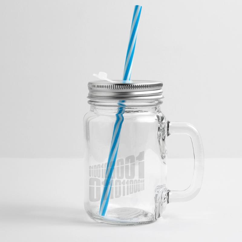 Binary Code Program Language Glass jar with handle and screw cap